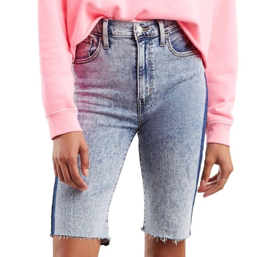 Levi’s Mile High Cutoff Biker Bermuda Jean Shorts Light Wash Size 31